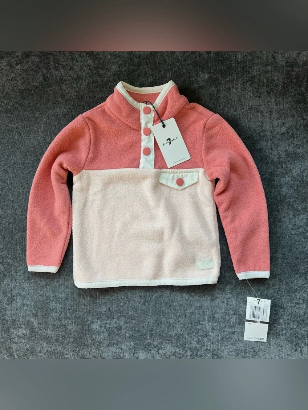 NWT 7 For All Mankind Girls Fleece Pullover and Jeans Set Size 12 Months